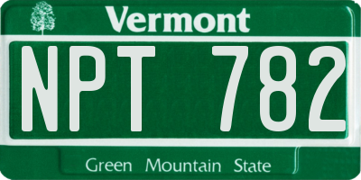 VT license plate NPT782
