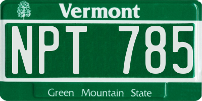 VT license plate NPT785