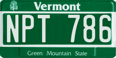 VT license plate NPT786