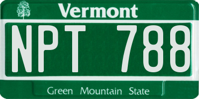 VT license plate NPT788