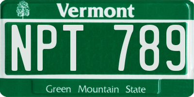 VT license plate NPT789