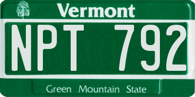 VT license plate NPT792