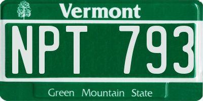 VT license plate NPT793