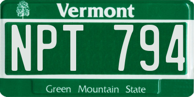VT license plate NPT794