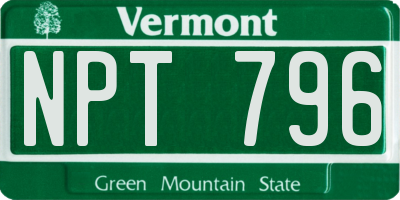 VT license plate NPT796
