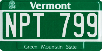 VT license plate NPT799