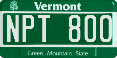 VT license plate NPT800