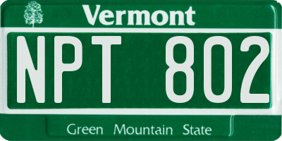 VT license plate NPT802