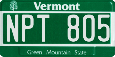 VT license plate NPT805