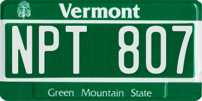 VT license plate NPT807