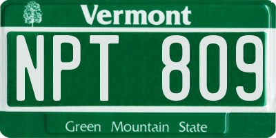 VT license plate NPT809