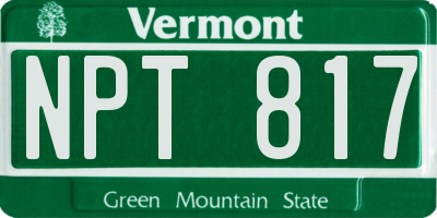 VT license plate NPT817