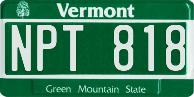 VT license plate NPT818