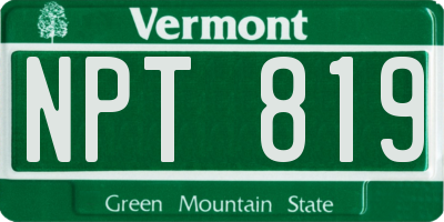 VT license plate NPT819