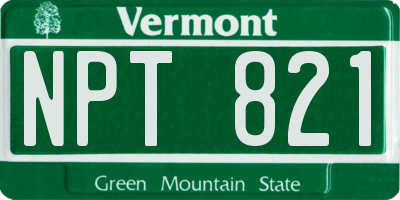 VT license plate NPT821
