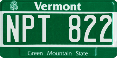 VT license plate NPT822