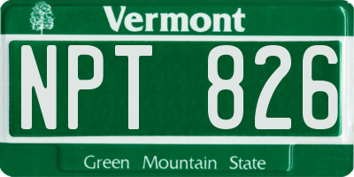 VT license plate NPT826