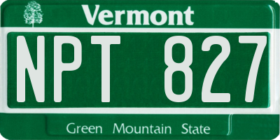 VT license plate NPT827