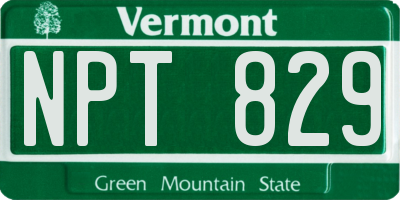 VT license plate NPT829