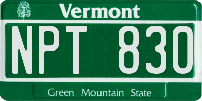 VT license plate NPT830