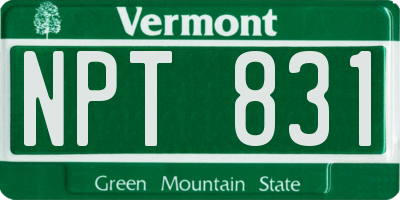 VT license plate NPT831