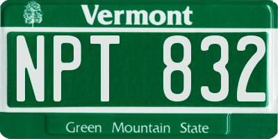 VT license plate NPT832