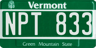 VT license plate NPT833