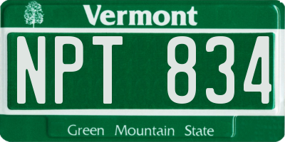 VT license plate NPT834