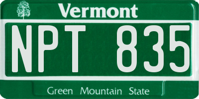 VT license plate NPT835