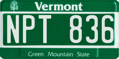 VT license plate NPT836