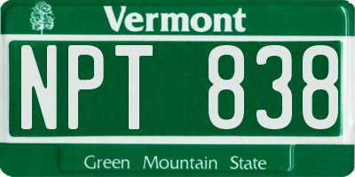 VT license plate NPT838