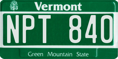 VT license plate NPT840