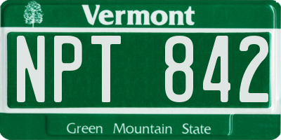 VT license plate NPT842