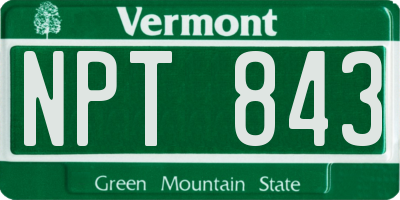 VT license plate NPT843