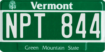 VT license plate NPT844