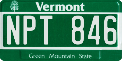 VT license plate NPT846