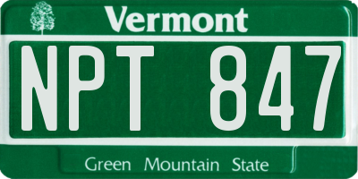 VT license plate NPT847