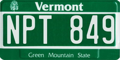 VT license plate NPT849