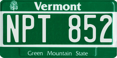 VT license plate NPT852