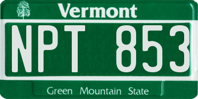 VT license plate NPT853