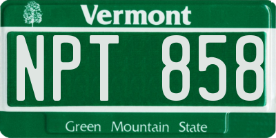 VT license plate NPT858
