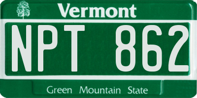 VT license plate NPT862