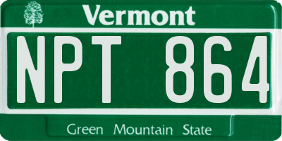 VT license plate NPT864