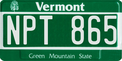 VT license plate NPT865