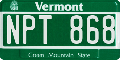 VT license plate NPT868