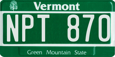 VT license plate NPT870