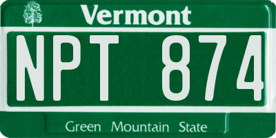 VT license plate NPT874