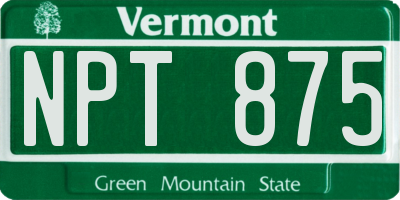 VT license plate NPT875
