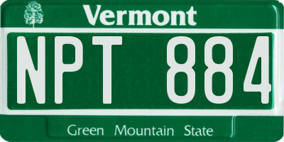 VT license plate NPT884