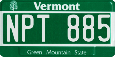 VT license plate NPT885